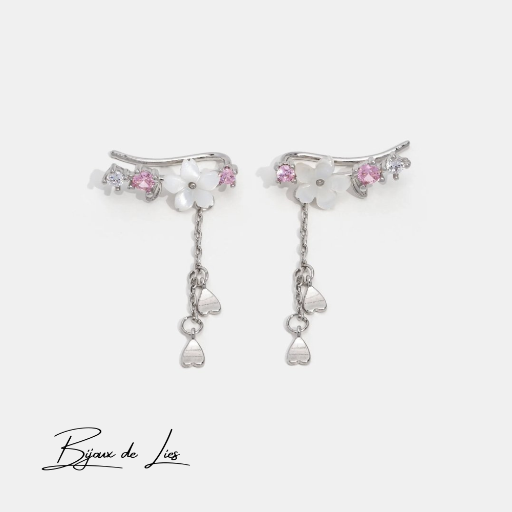 Boucles d'oreilles fleur de cerisier en cristal