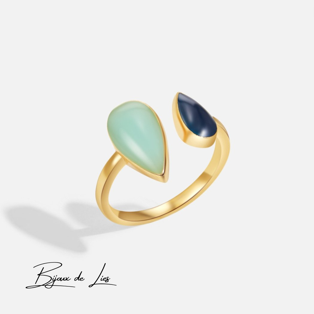 Bague en forme de goutte d'aigue-marine