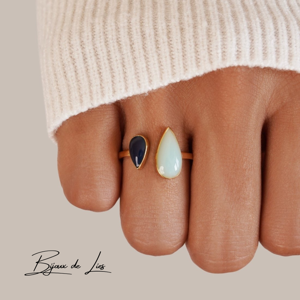 Bague en forme de goutte d'aigue-marine